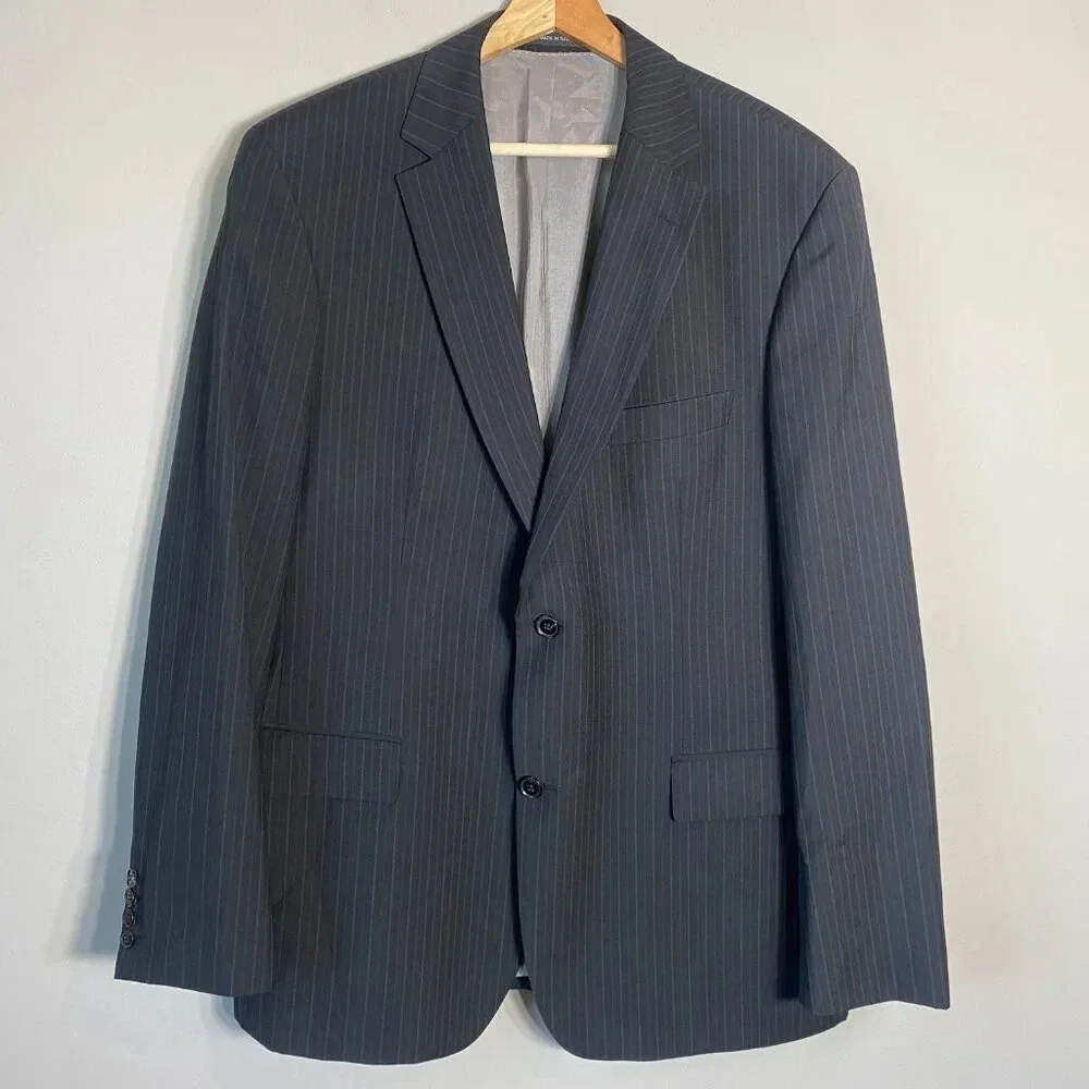 Boss Hugo Boss Pinstripe Wool Sport Coat Dinner Jacket Blazer Men's 44R Black
